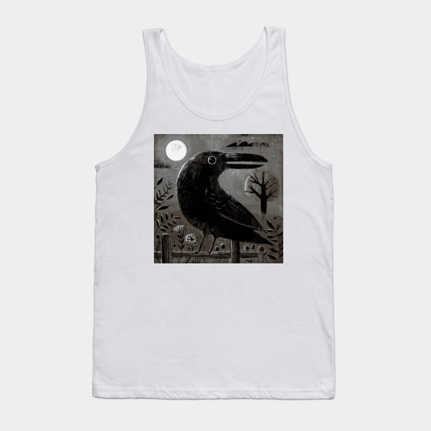 Crow in the Moonlight Tank Top by Gareth Lucas